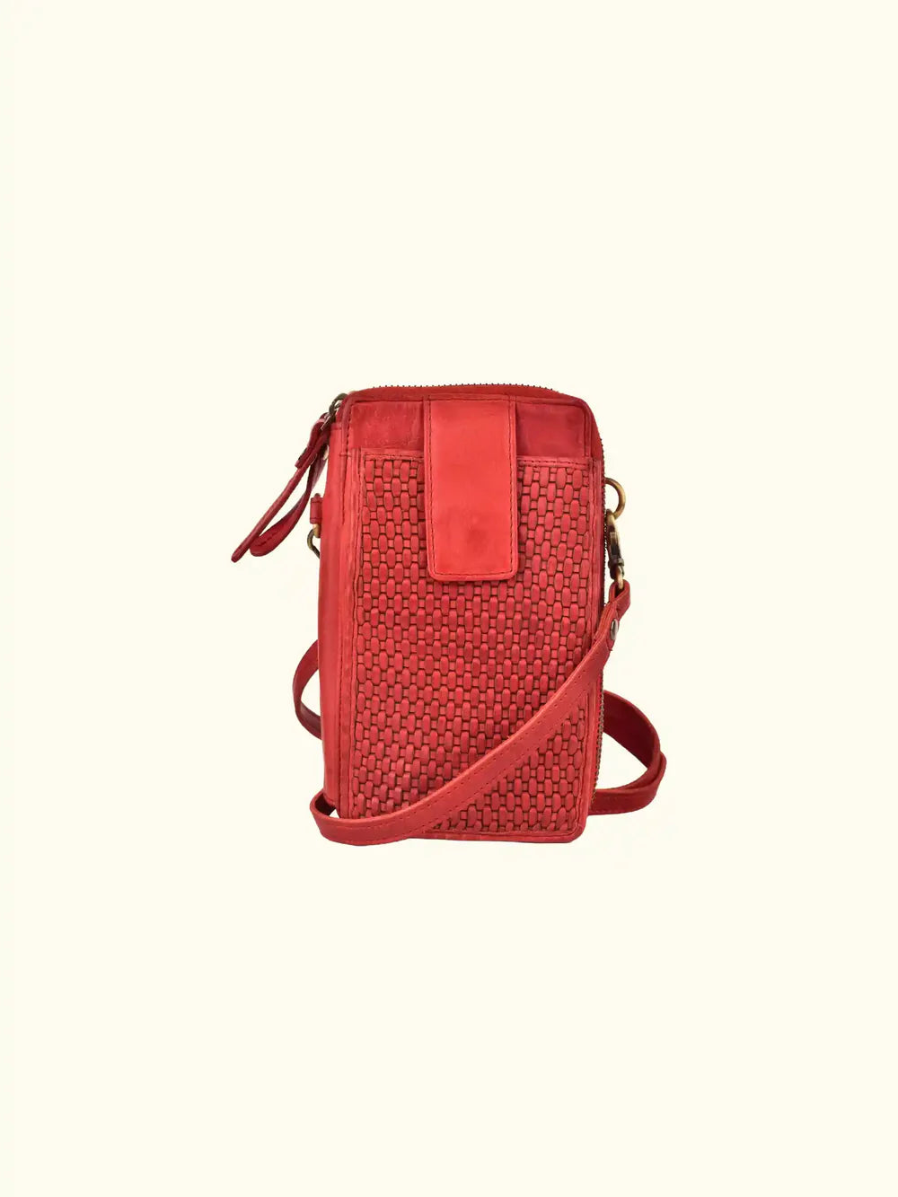 Expressions Milo Ella Washed Leather Phone Crossbody in Red