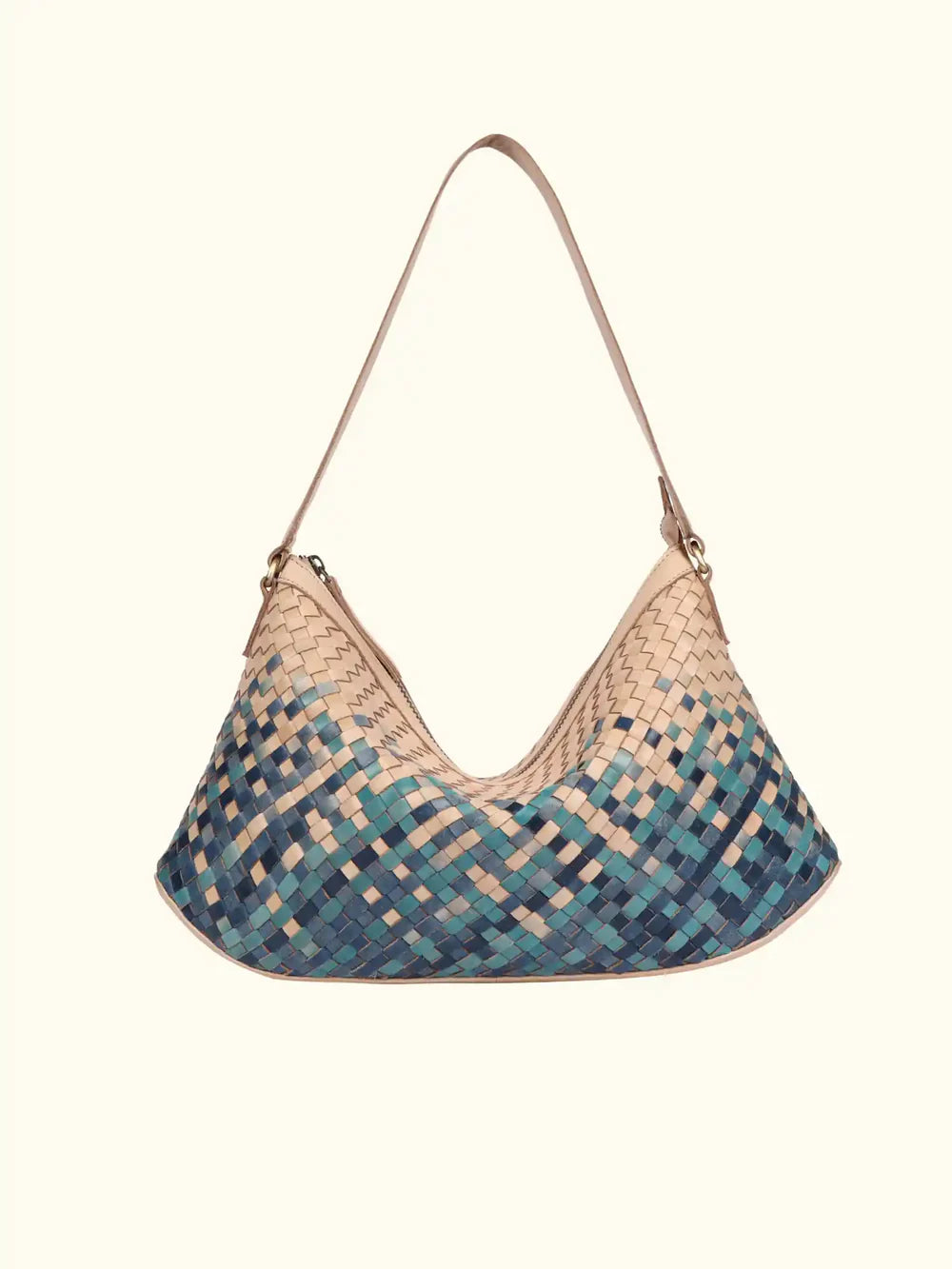 Expressions Milo Verena Washed Leather Hobo Bag in Blue/Ivory