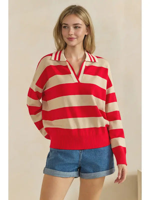 Easy Days Striped Collared Top