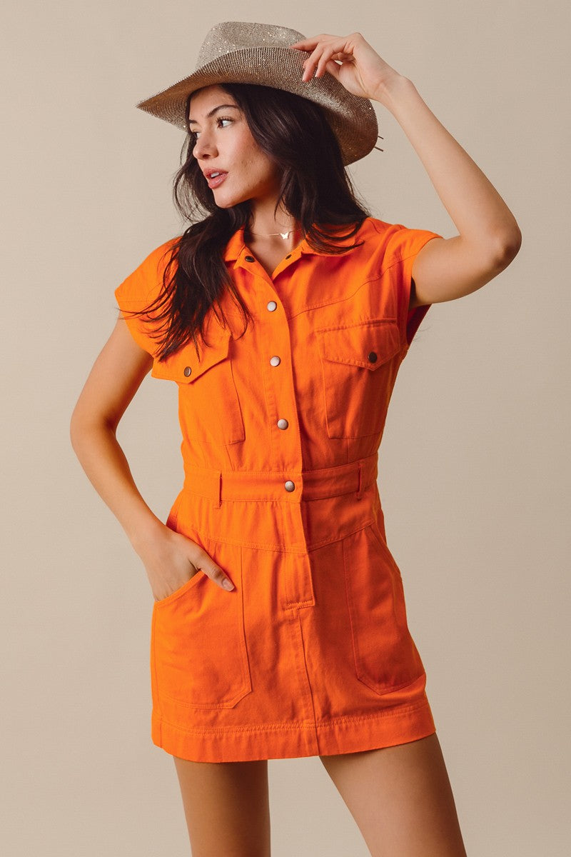 Game Day Button Up Utility Dress