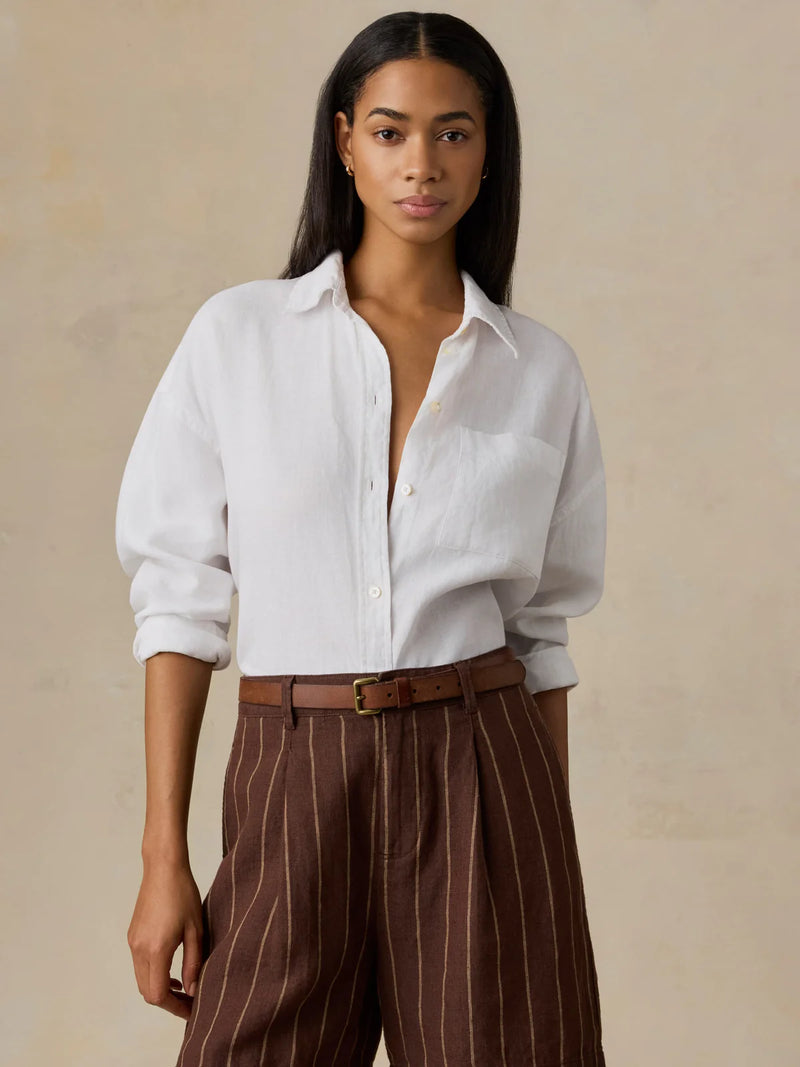 Faherty Laguna Linen Relaxed Shirt white