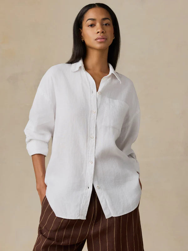 Faherty Laguna Linen Relaxed Shirt white
