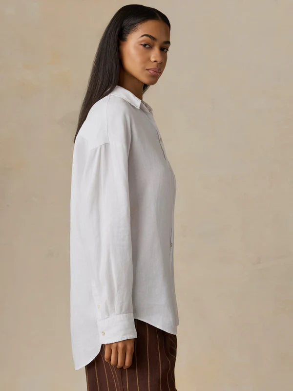 Faherty Laguna Linen Relaxed Shirt white