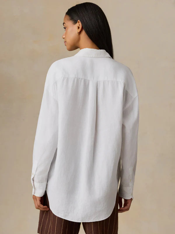 Faherty Laguna Linen Relaxed Shirt white