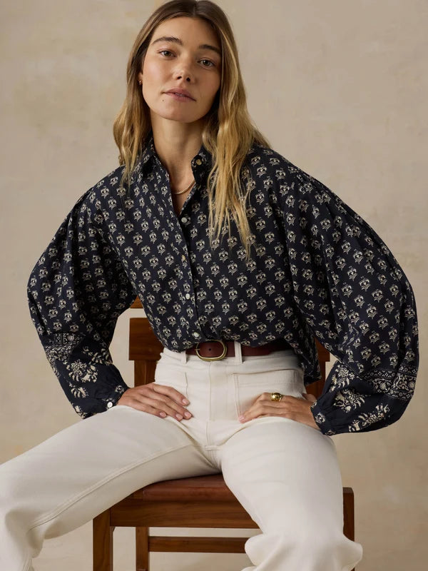Faherty Suki Blouse  eclipse bloom 