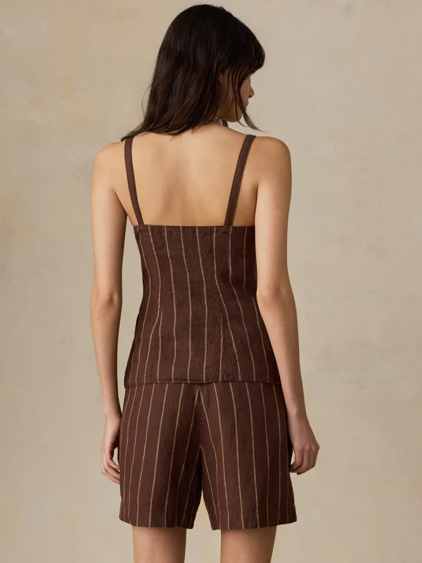 Faherty Sun Strider Linen Milo Vest harbor line stripe