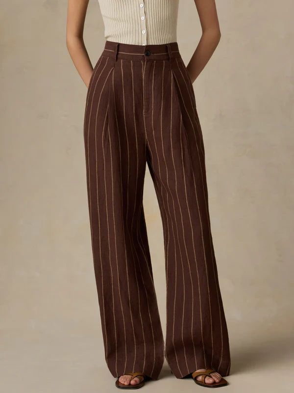Faherty Sun Strider Linen Pleated Pant harbor line stripe