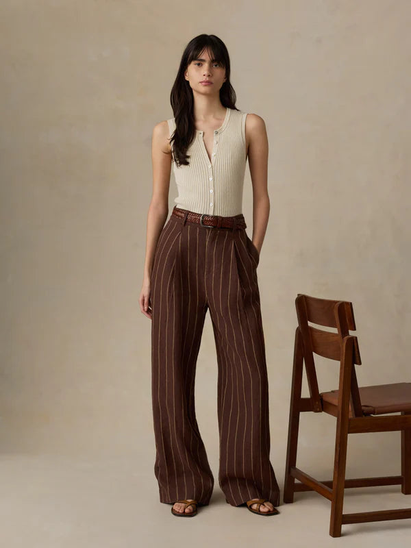 Faherty Sun Strider Linen Pleated Pant harbor line stripe