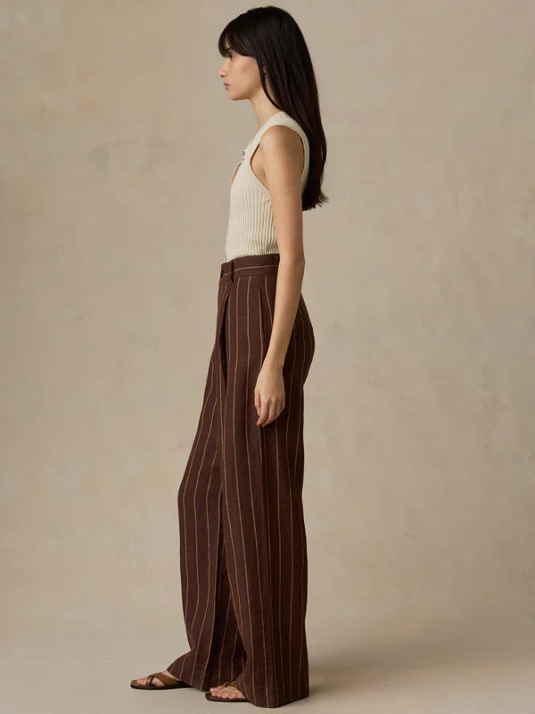 Faherty Sun Strider Linen Pleated Pant harbor line stripe