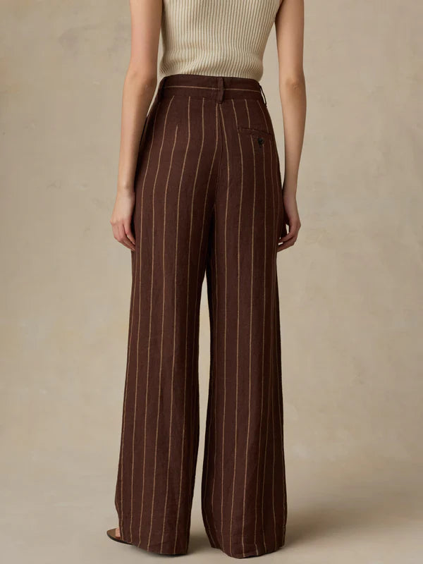 Faherty Sun Strider Linen Pleated Pant harbor line stripe