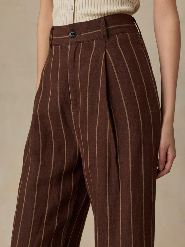 Faherty Sun Strider Linen Pleated Pant harbor line stripe