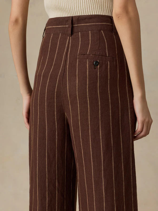 Faherty Sun Strider Linen Pleated Pant harbor line stripe