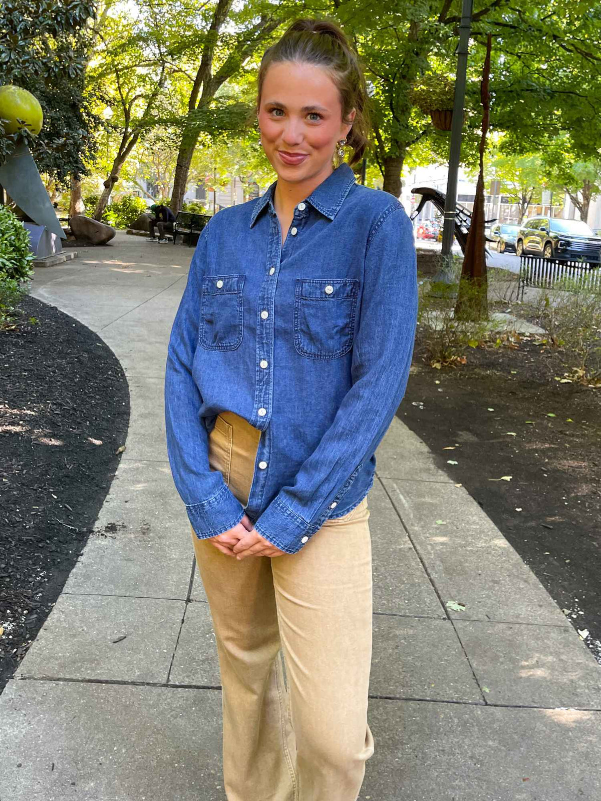 Faherty Tried & True Chambray Classic Shirt Night Lagoon Wash