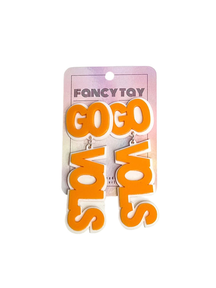 Layered Orange & White Go Vols Dangle Earrings TN Gameday