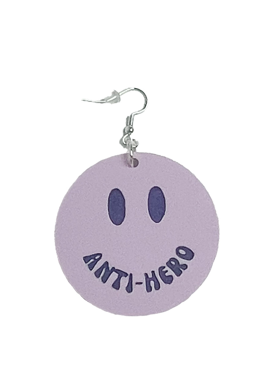 Taylor Swift Etched Acrylic Dangle Earrings Matte Purple Antihero 