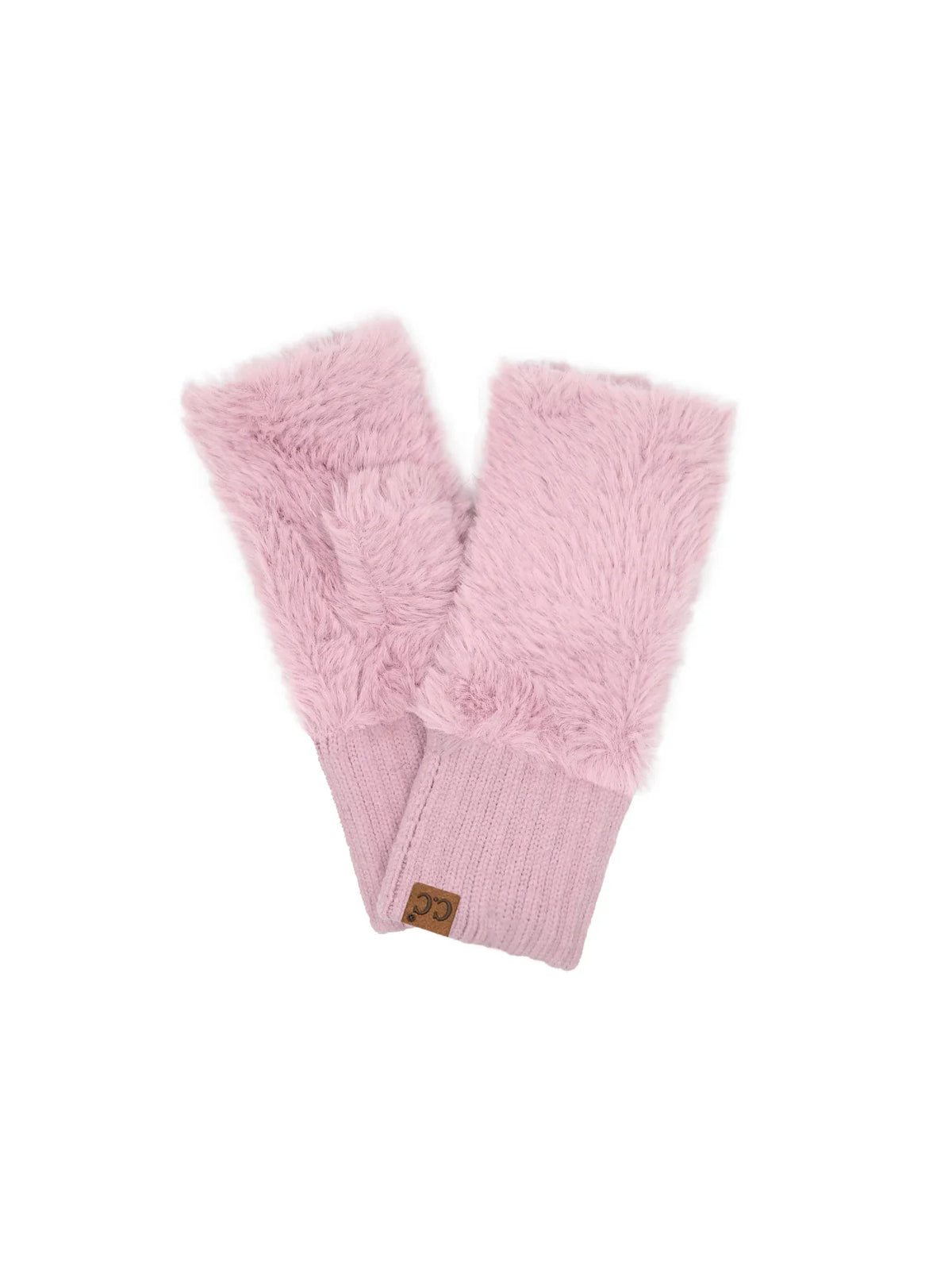 Faux Fur Fingerless Gloves Rose