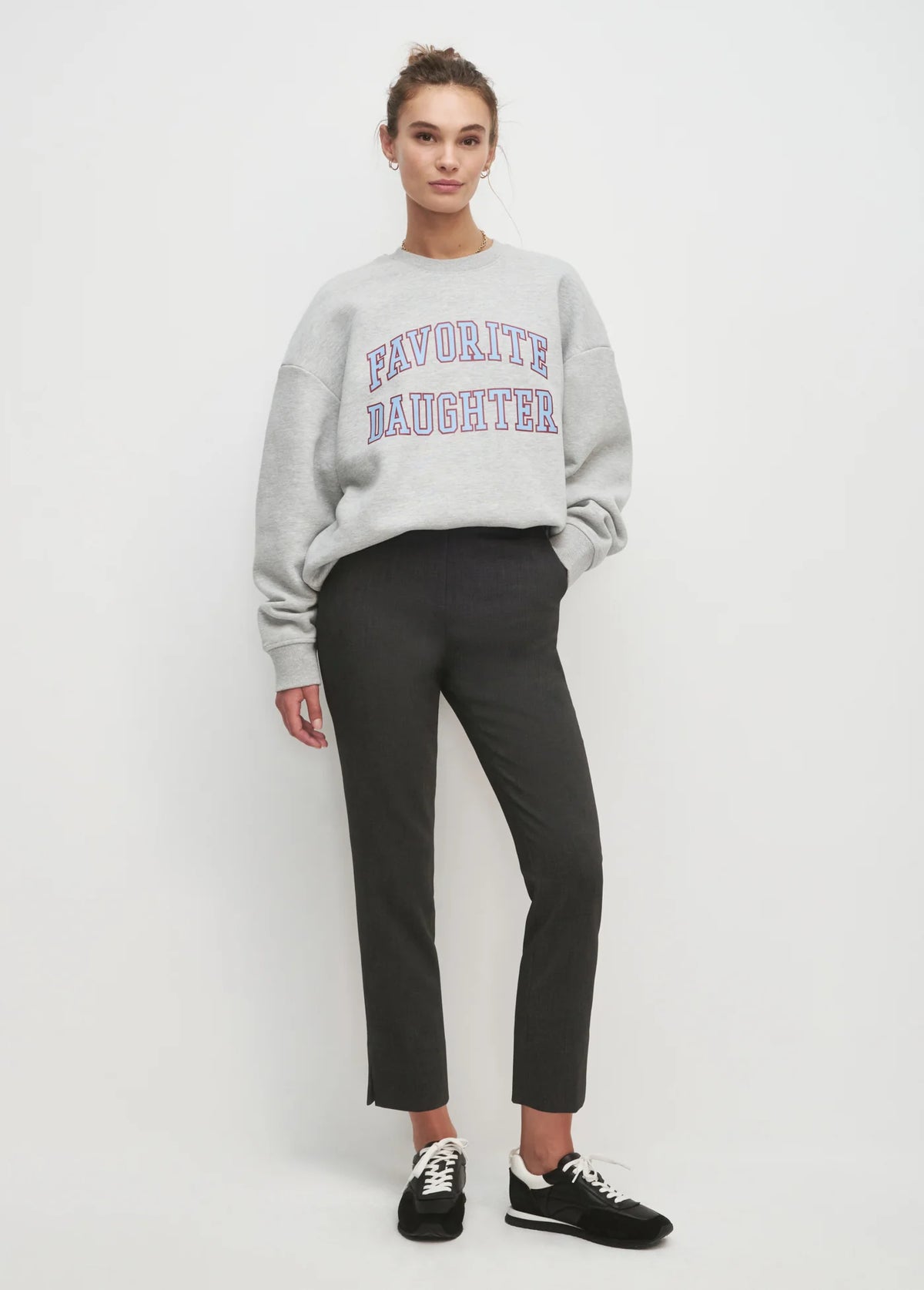 Favorite Daughter Collegiate Sweatshirt in heather grey light blue 