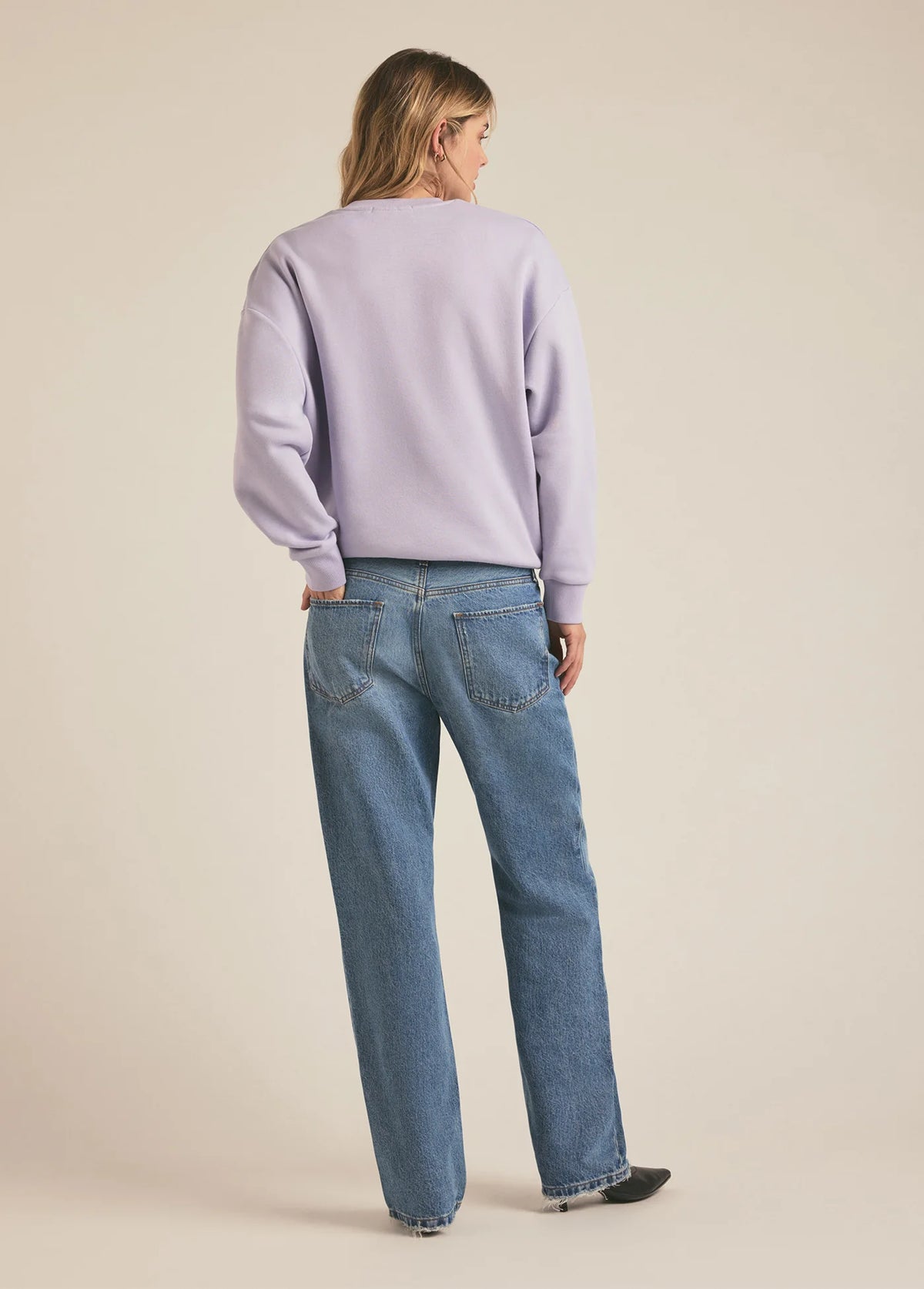 Favorite Daughter Collegiate Sweatshirt in lavender-back