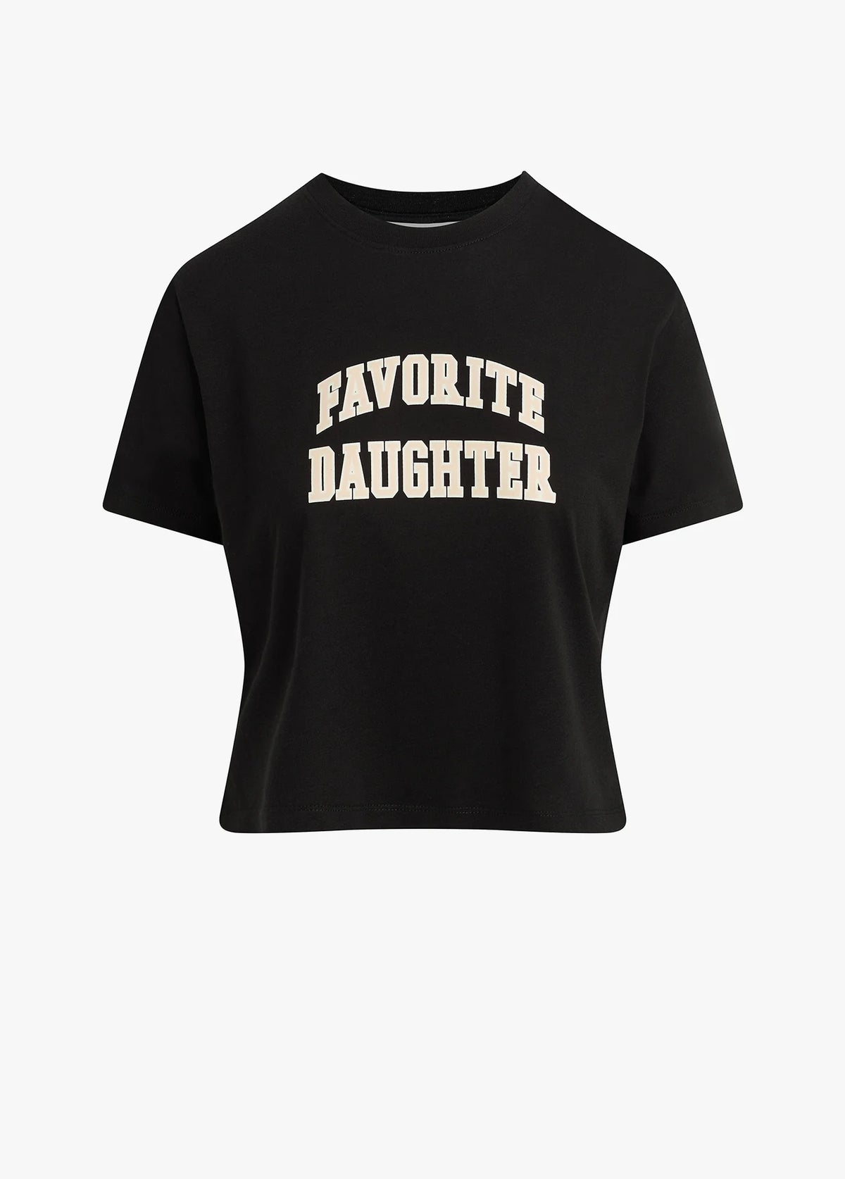 Favorite Daughter The Cropped Collegiate Tee  black pale pink 