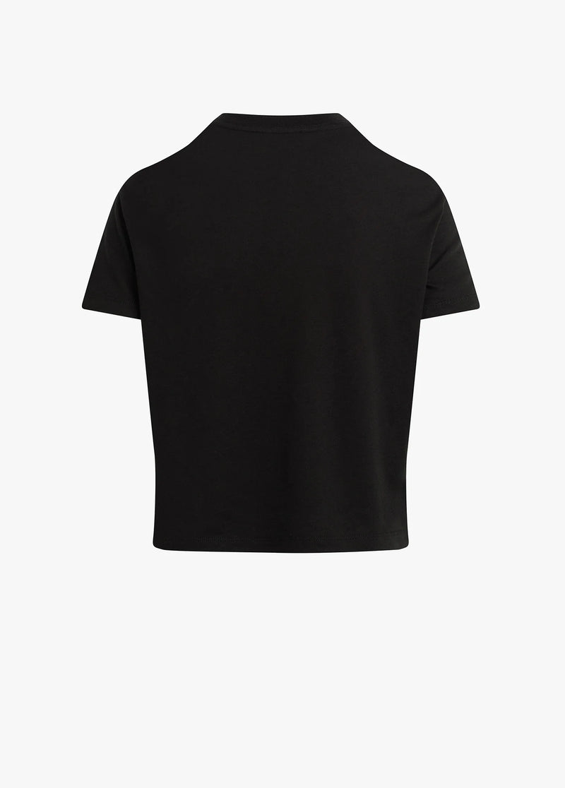 Favorite Daughter The Cropped Collegiate Tee  black pale pink 