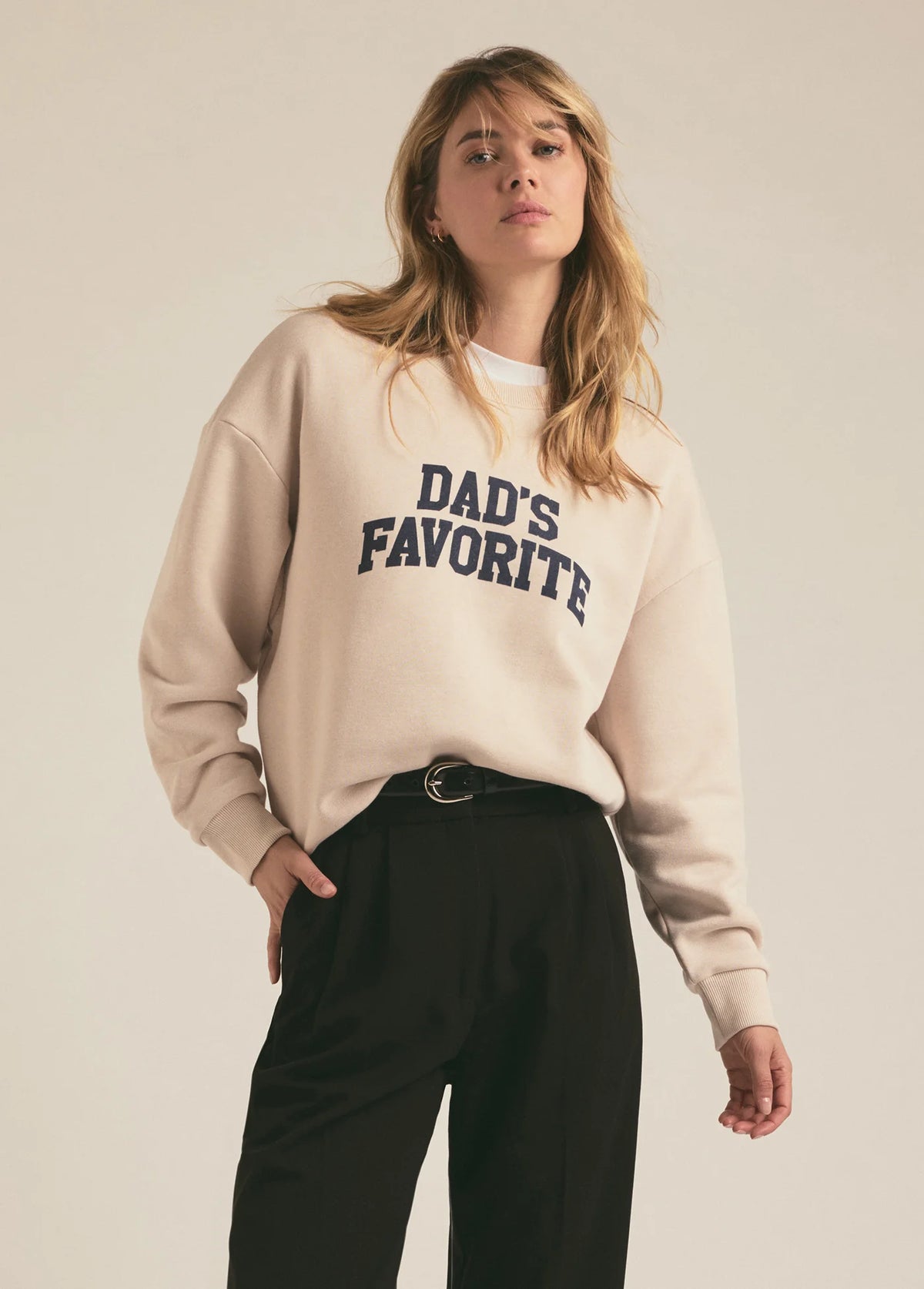 Favorite Daughter Dad's Favorite Sweatshirt in heather oatmeal-front