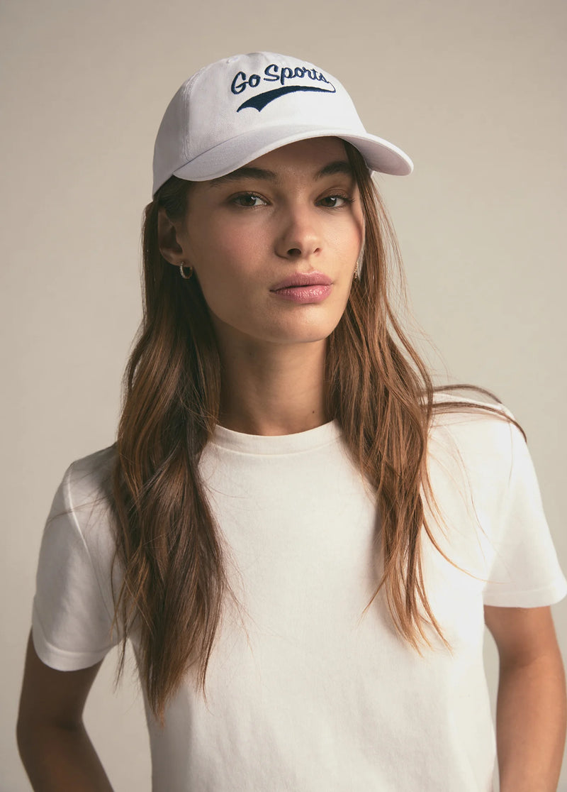 Favorite Daughter Go Sports Baseball Hat in white navy-front