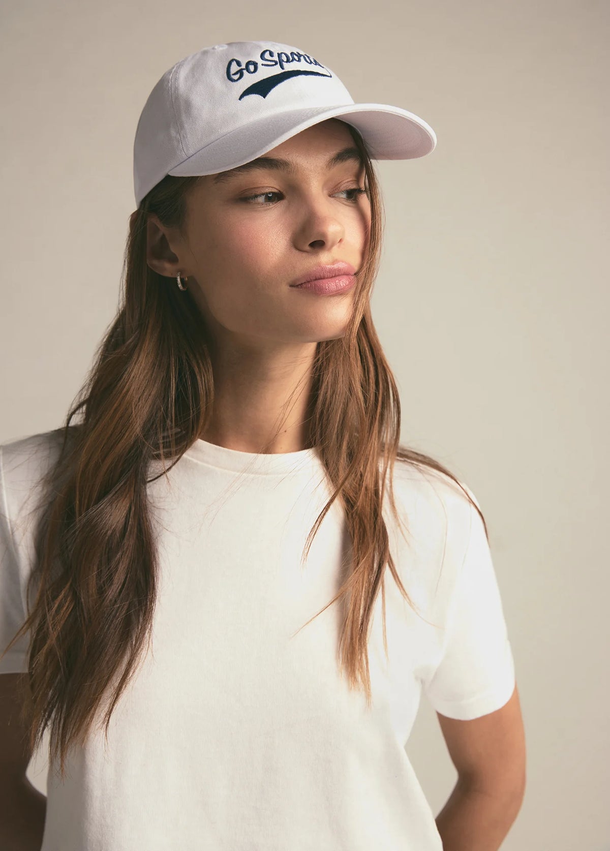 Favorite Daughter Go Sports Baseball Hat in white navy-front