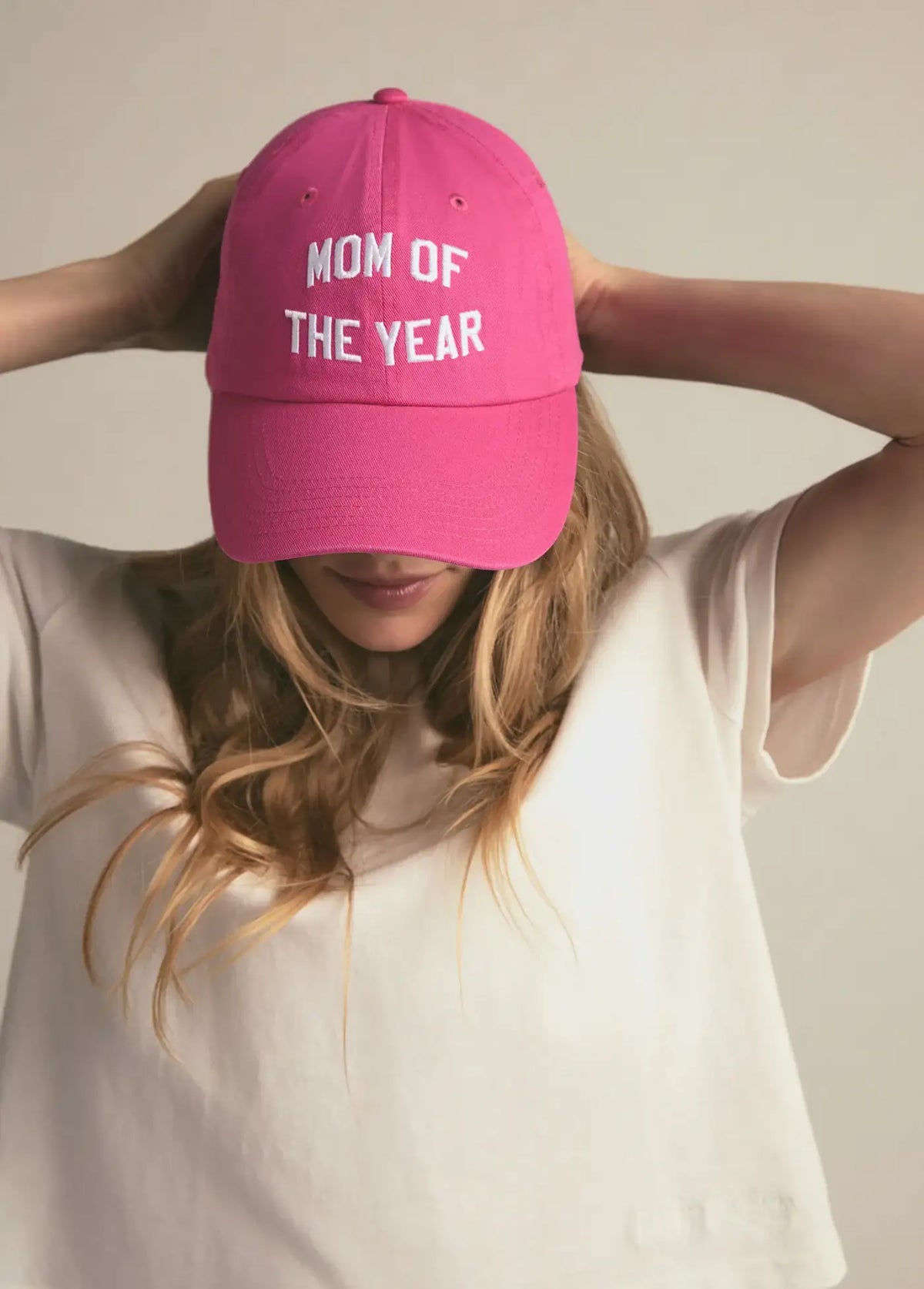 Favorite Daughter Mom of the Year Baseball Hat Pink White