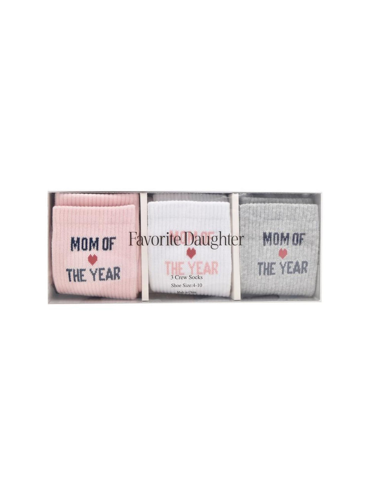 Favorite Daughter The Mom Of the Year Heart Box Sock Set