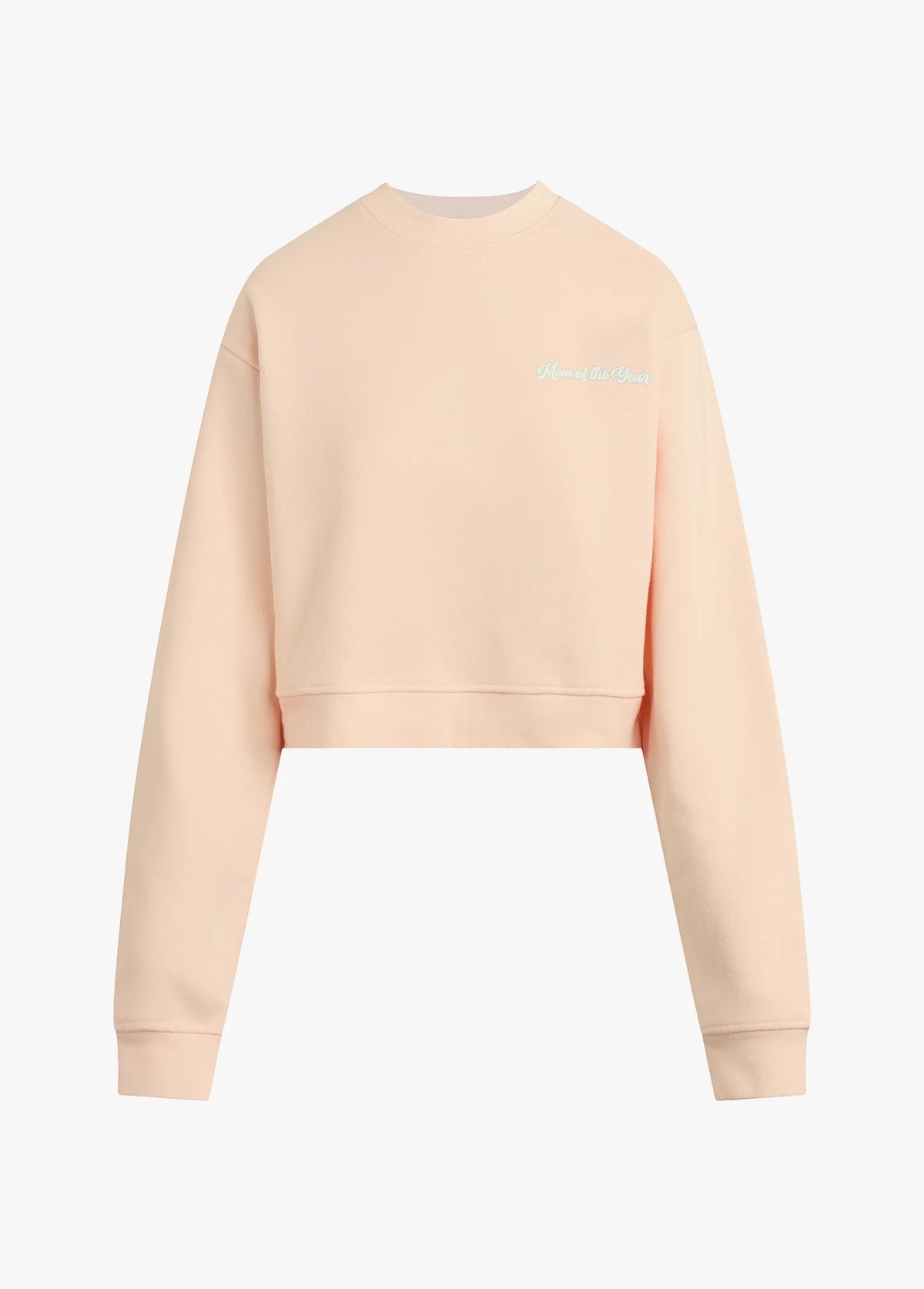 Favorite Daughter Mom of the Year Varsity Chest Logo Sweatshirt in Pale Pink Gardenia