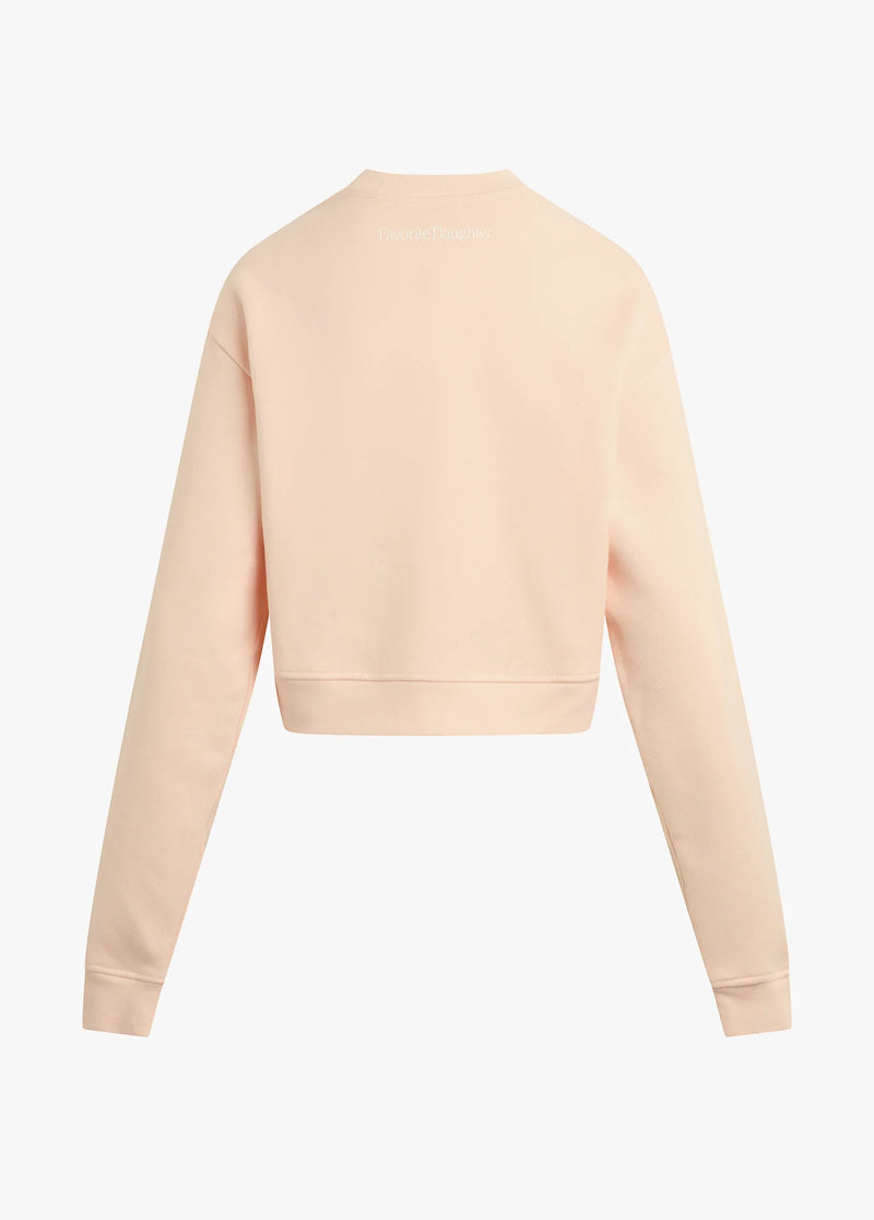 Favorite Daughter Mom of the Year Varsity Chest Logo Sweatshirt in Pale Pink Gardenia