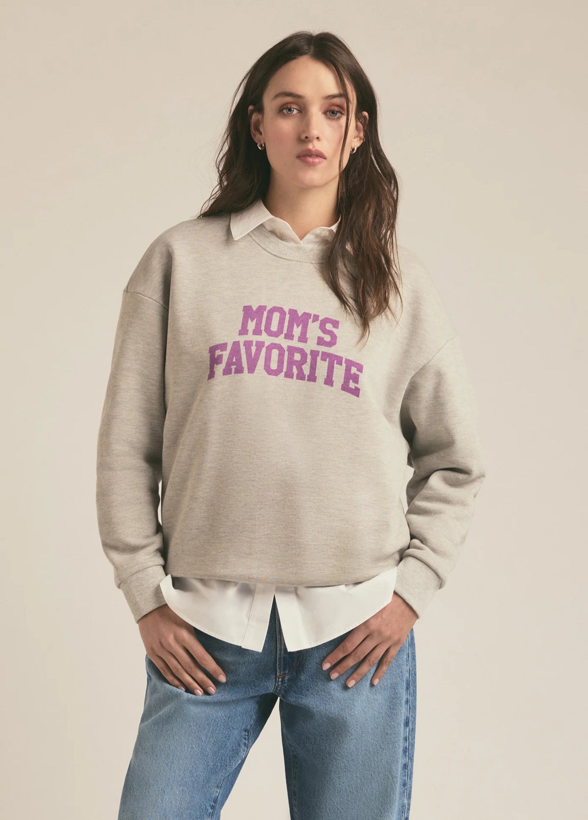 Favorite Daughter Mom's Favorite Sweatshirt in heather grey-front