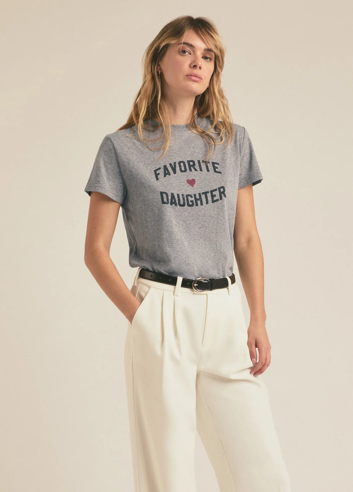 favorite daughter tee in heather gray-front