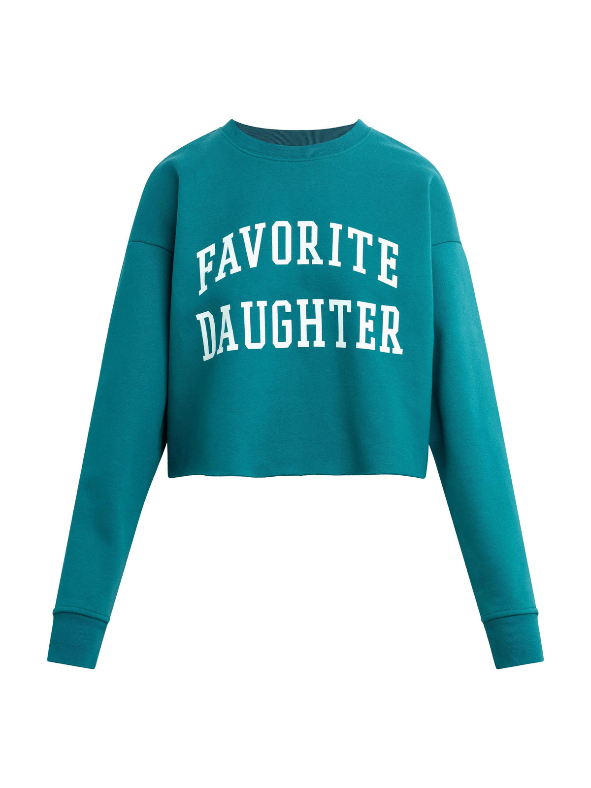 Favorite Daughter The Cropped Collegiate Sweatshirt  emerald off white