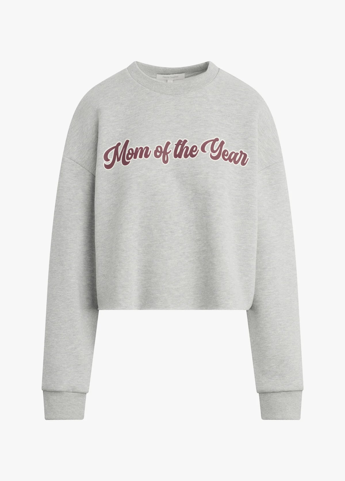 Favorite Daughter The Cropped Mom of the Year Sweatshirt  heather grey burgundy
