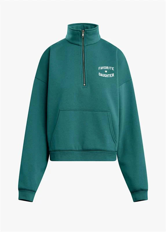 Favorite Daughter Half Zip Sweatshirt emerald off white