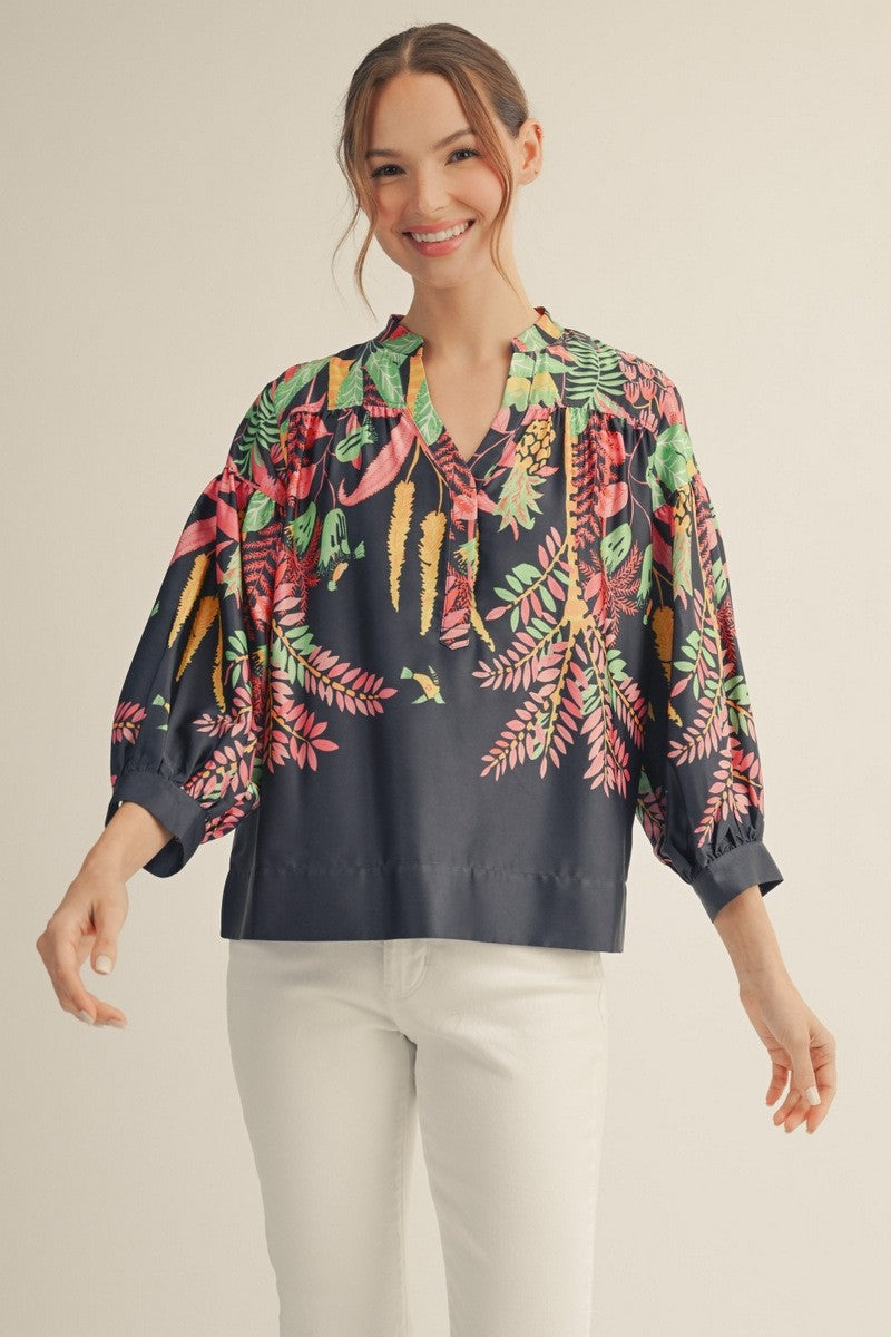 Midnight Garden Printed Blouse