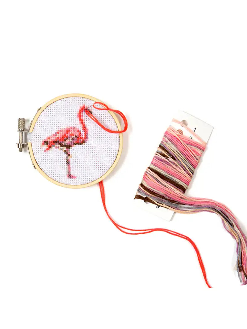 Flamingo Mini Cross Stitch Embroidery Kit
