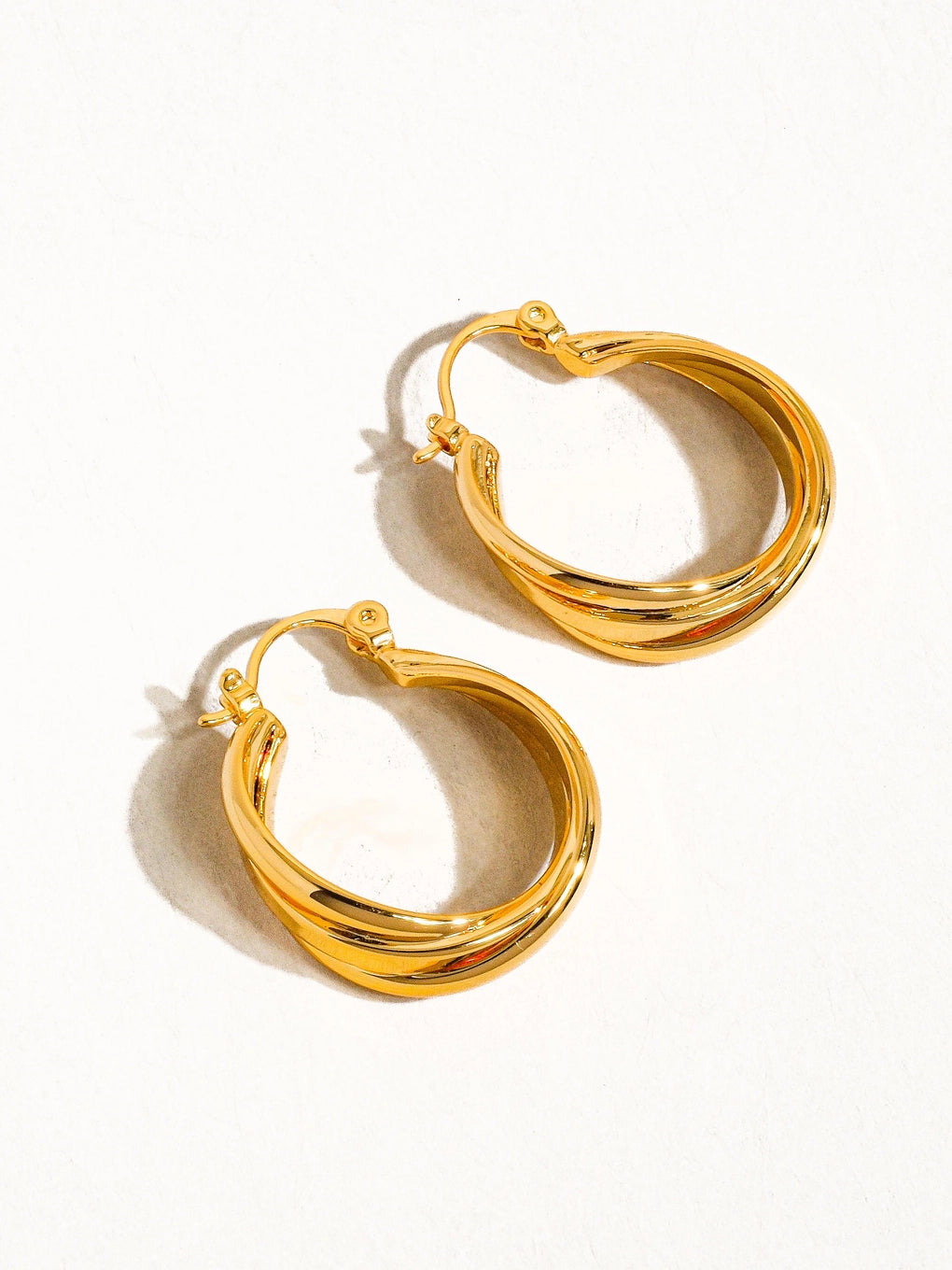 Flânerie by MAIQ Cheynne 18K Gold Twisted Hoop Earrings Non-Tarnish