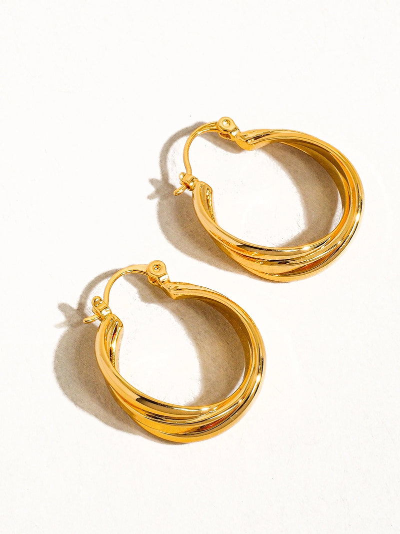 Flânerie by MAIQ Cheynne 18K Gold Twisted Hoop Earrings Non-Tarnish