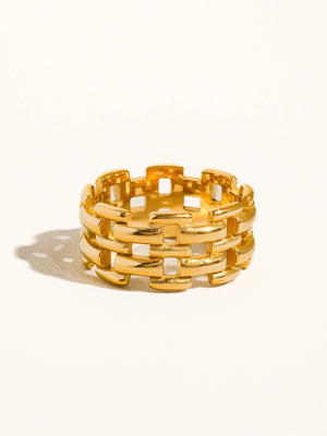 Flânerie by MAIQ Roxie 18K Gold Braided Chain Ring Non-Tarnish