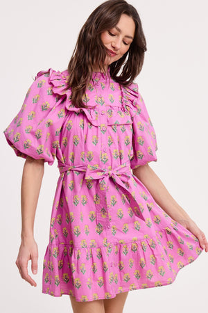 Floral Clusters Ruffle Mini Dress