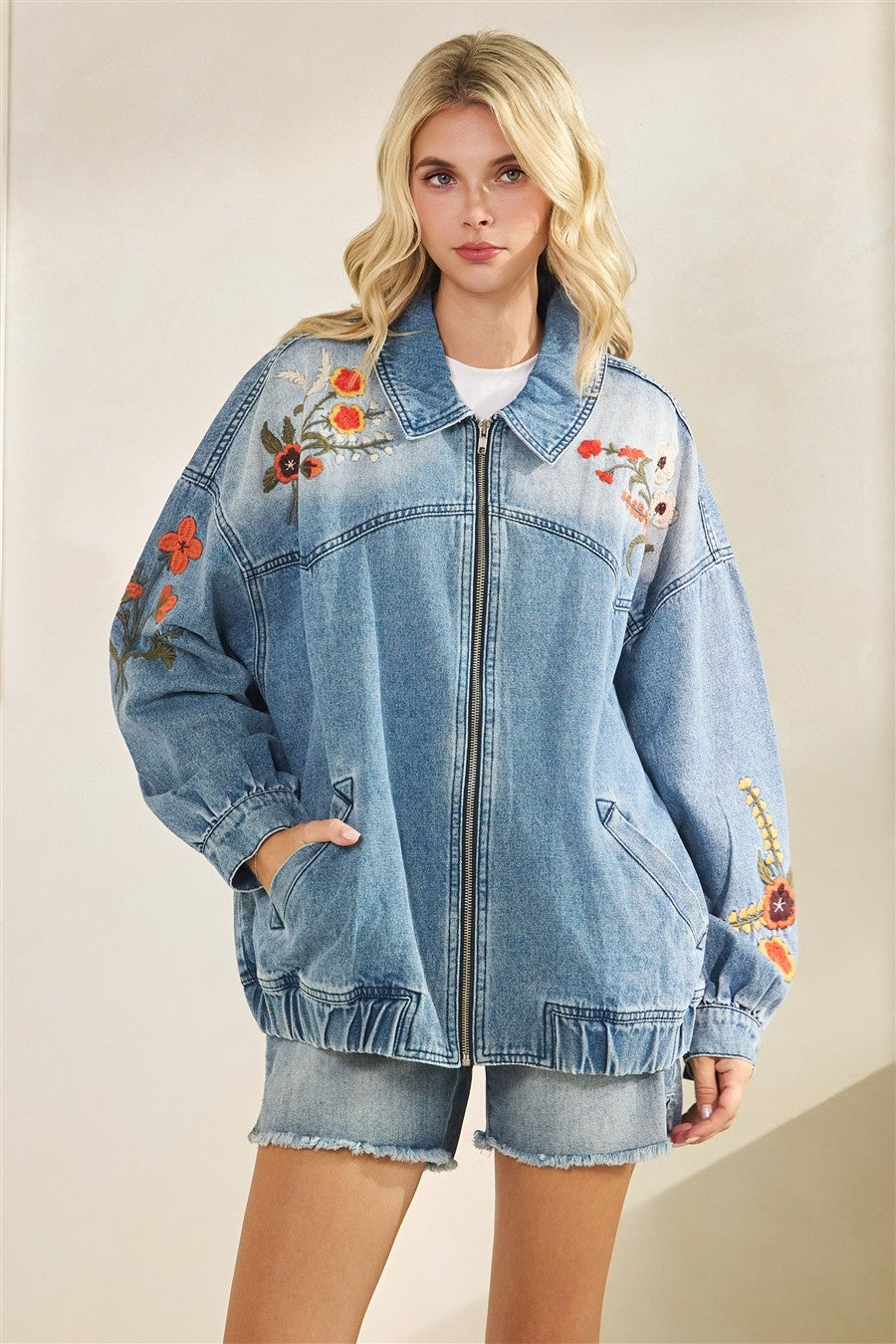 Autumn Garden Oversized Embroidered Jacket