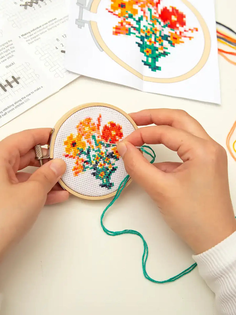 Flowers Mini Cross Stitch Embroidery Kit