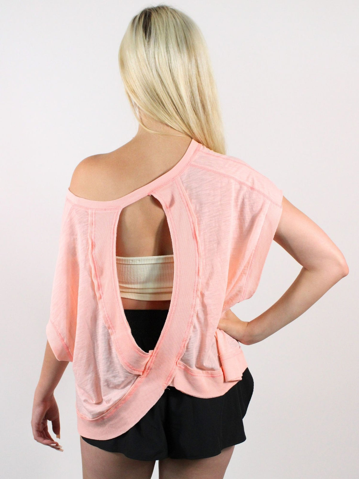 Fp Movement My Time Cutout Back Tee Pastel Peach Combo