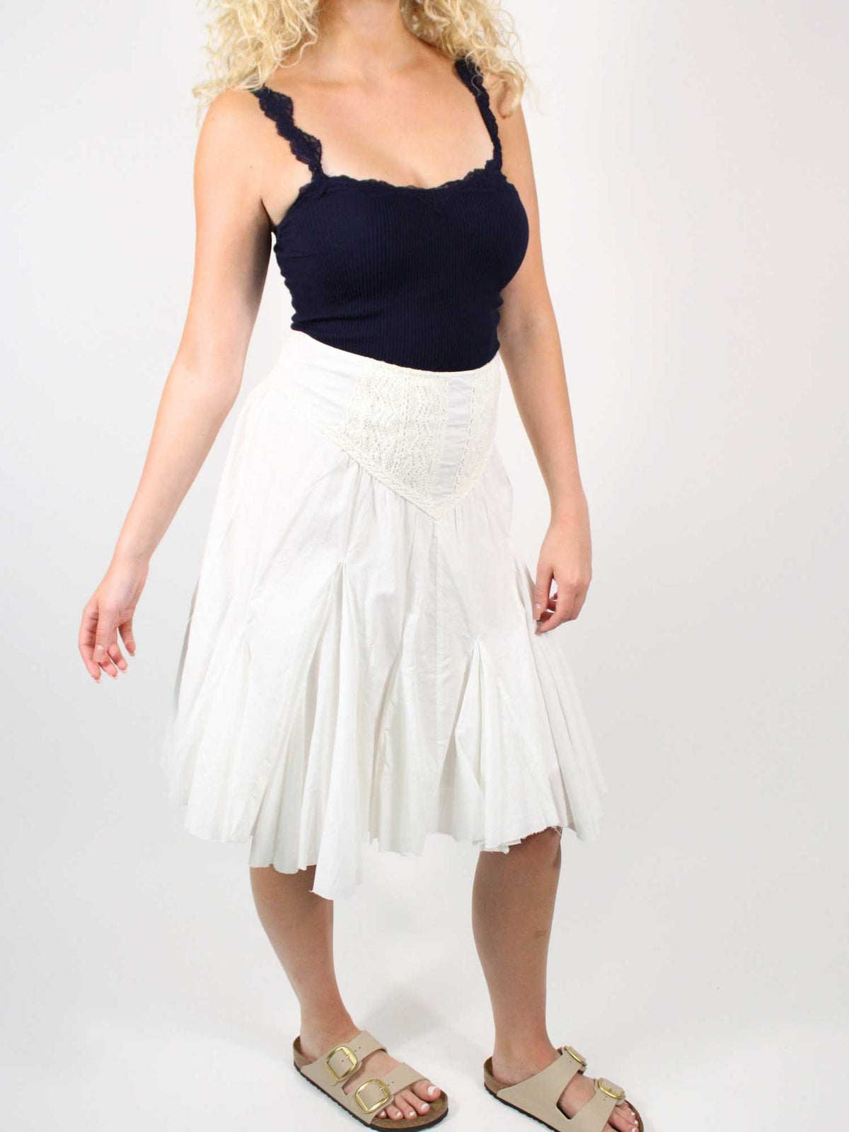 Fp One Frida Godet Midi Skirt Ivory