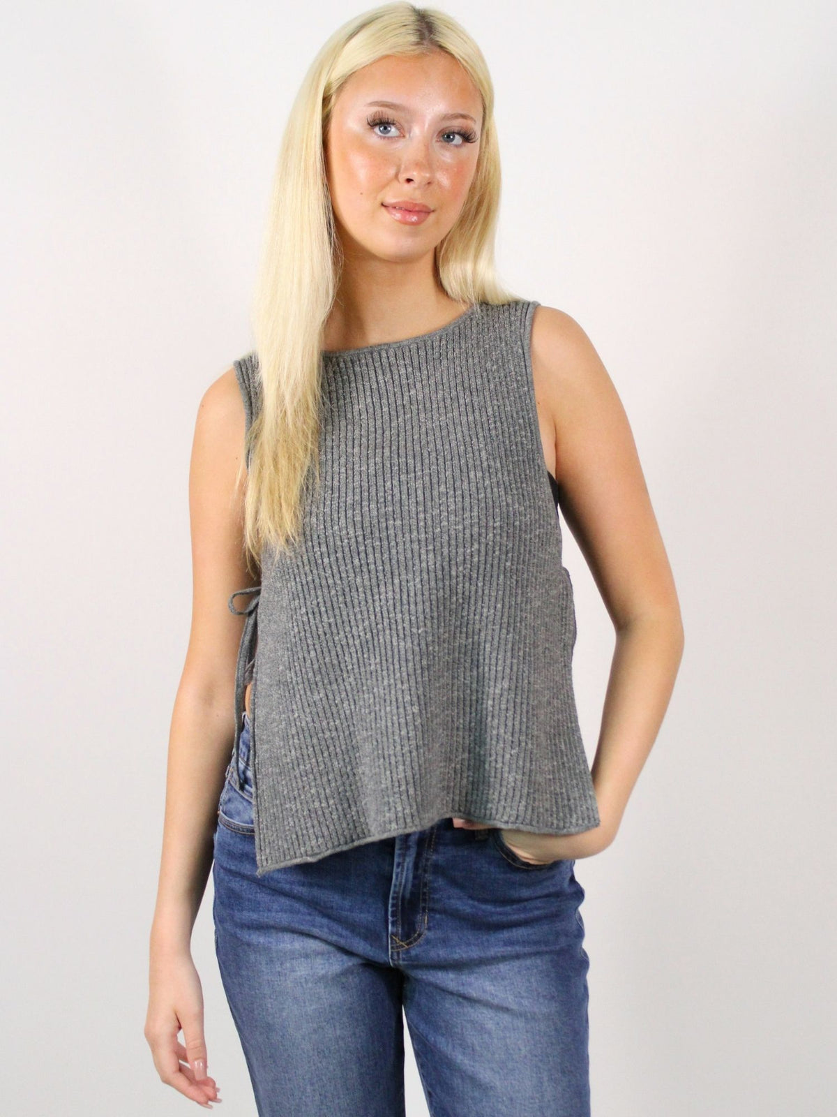 Free-Est Lizzie Sweater Top Smoke Pearl Combo