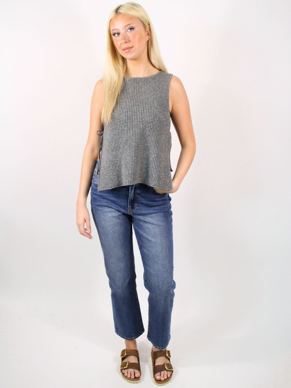 Free-Est Lizzie Sweater Top Smoke Pearl Combo