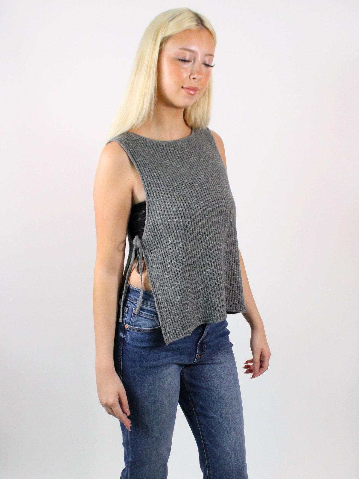 Free-Est Lizzie Sweater Top Smoke Pearl Combo