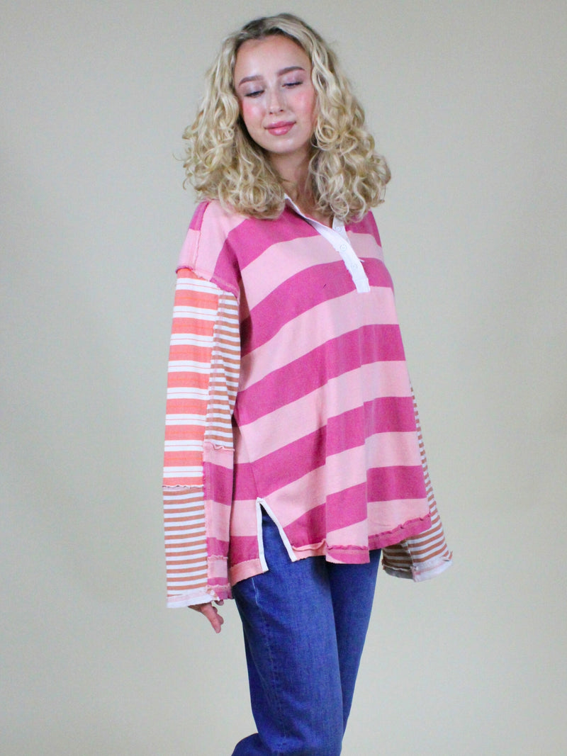 free people astra stripe long sleeve tee in farm combo-side